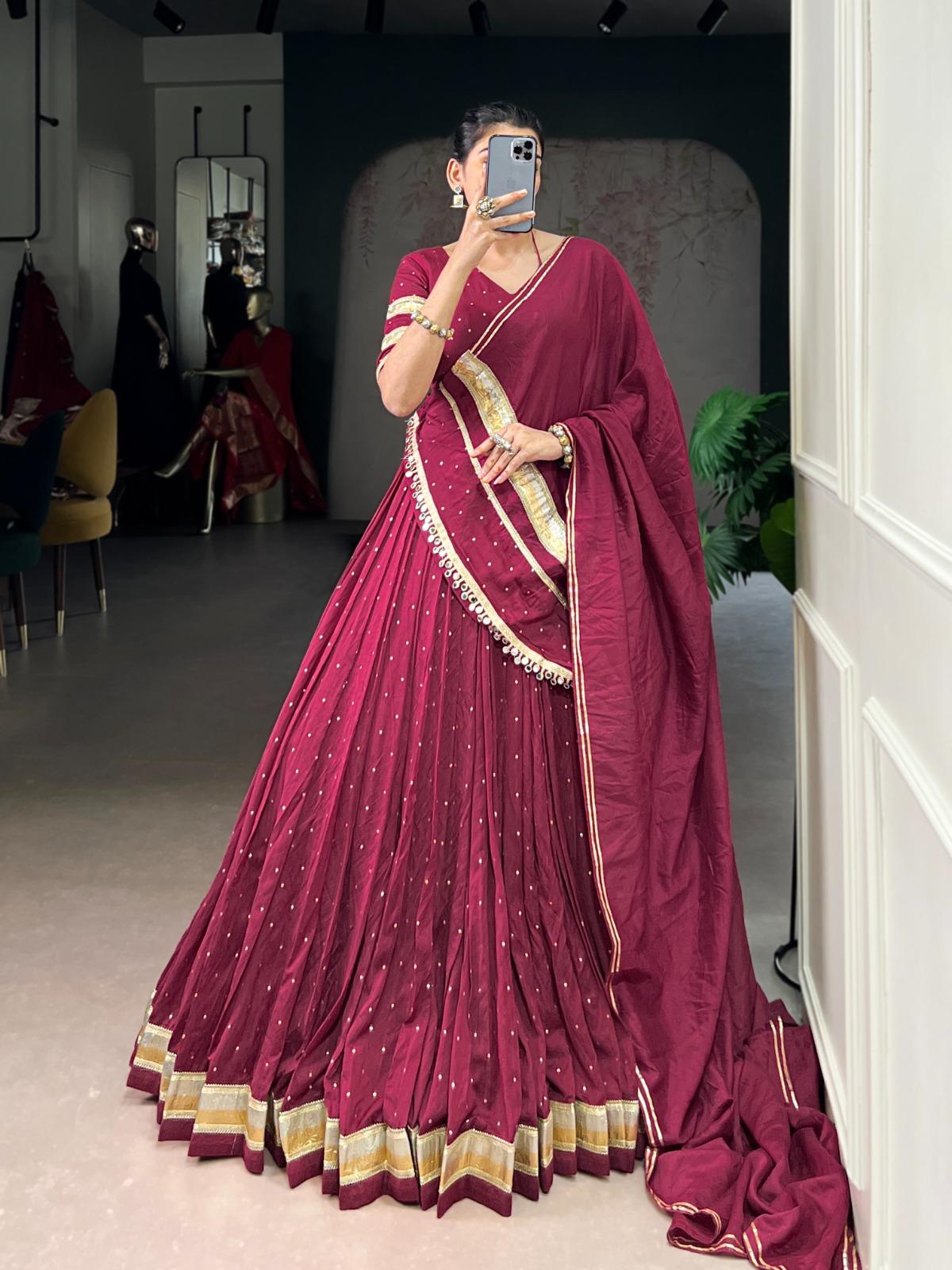 Pure Chanderi Fabric Lehenga Set for Women