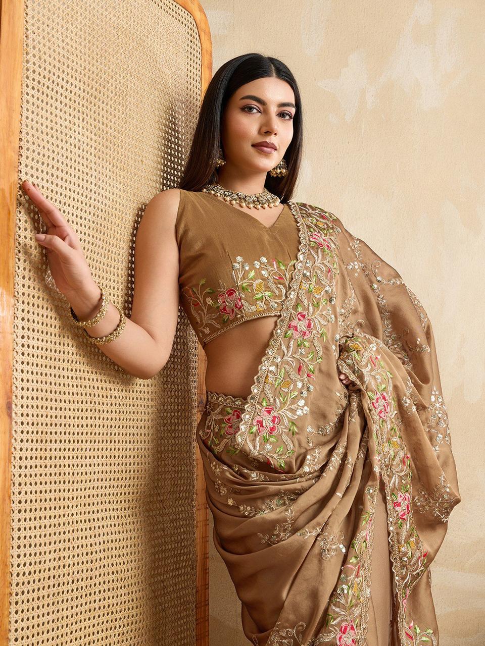 Rangoli Silk Saree with All Over Embroidery Work