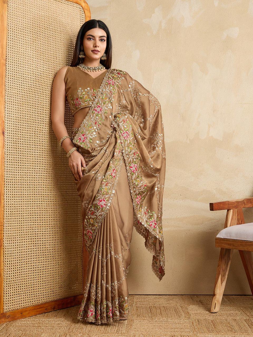 Rangoli Silk Saree with All Over Embroidery Work
