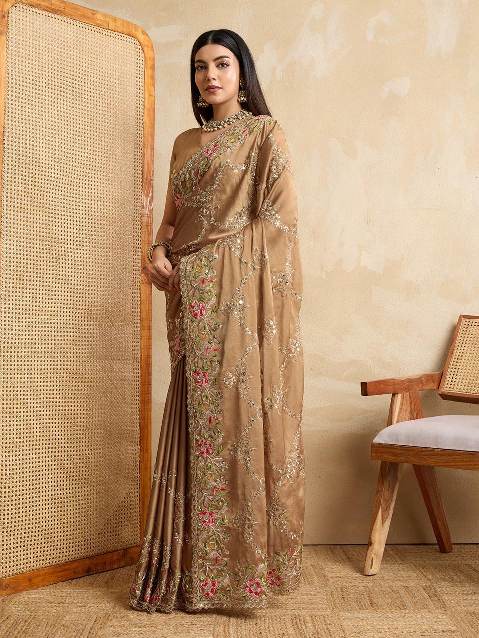Rangoli Silk Saree with All Over Embroidery Work