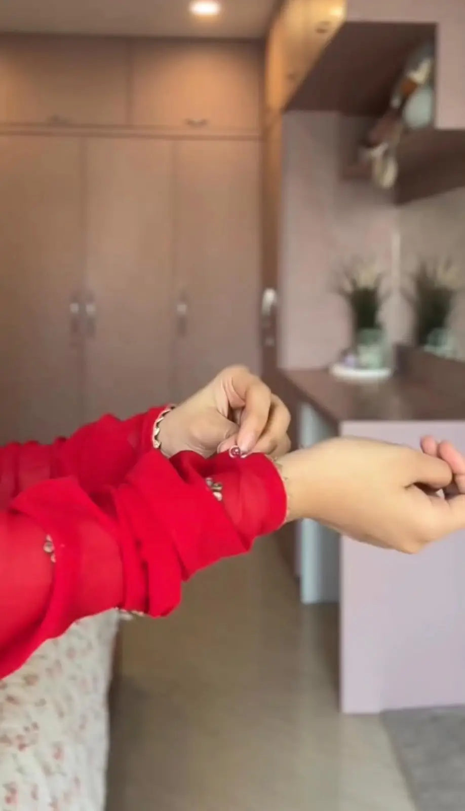 Red Party Gown Set for Wedding Event