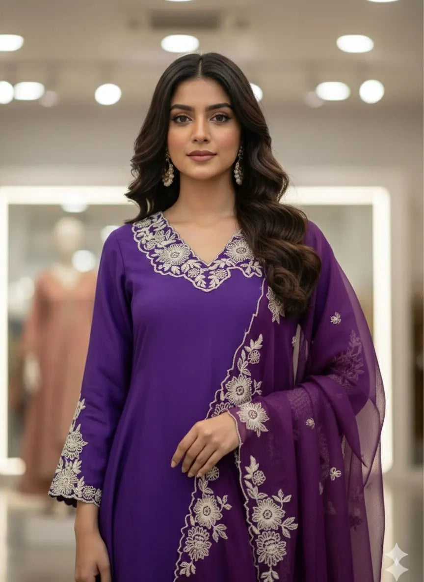 Roman Silk Gown with Dupatta Set