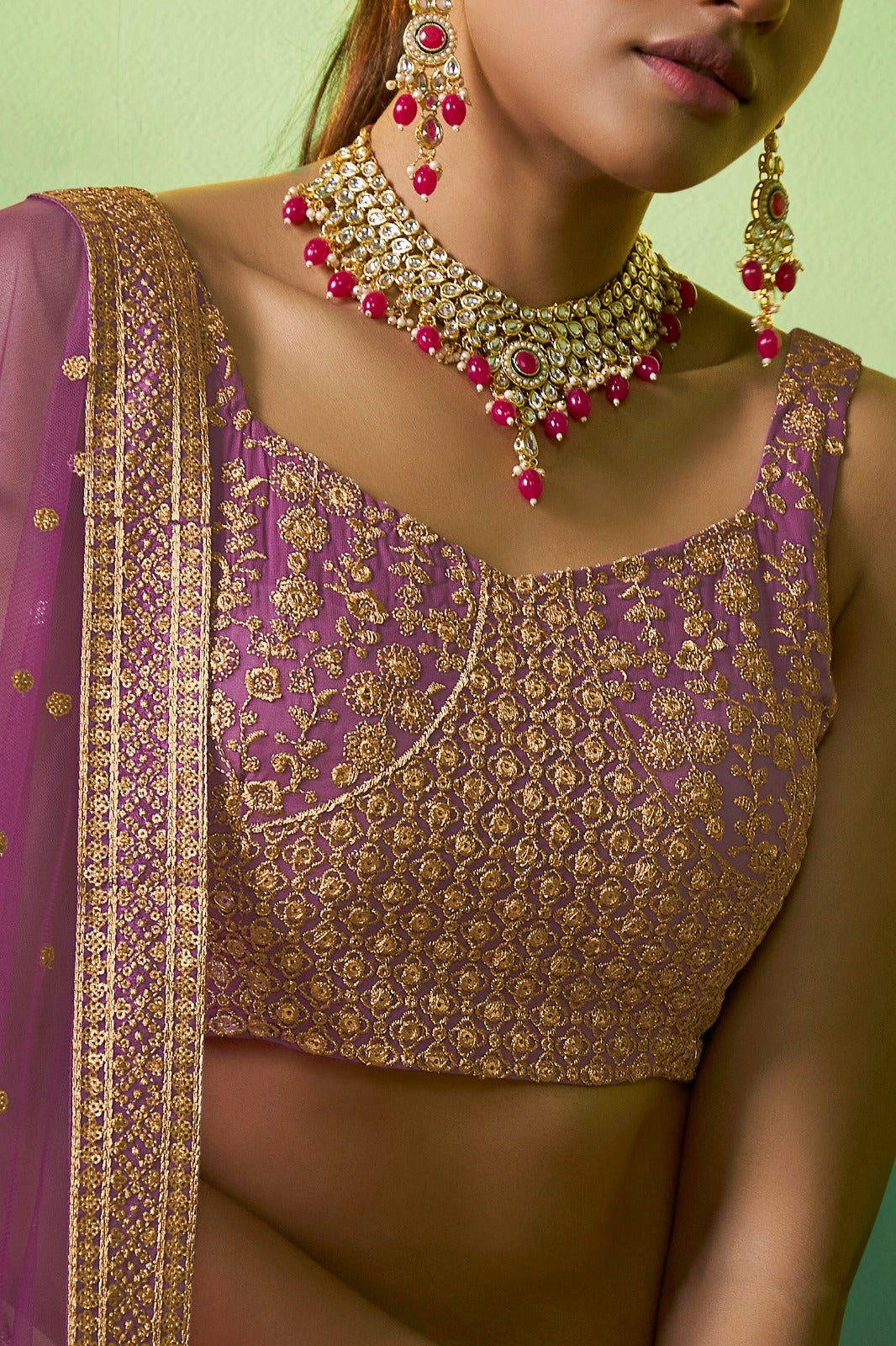 Royal Purple Embroidered Lehenga Set for Festive Occasions