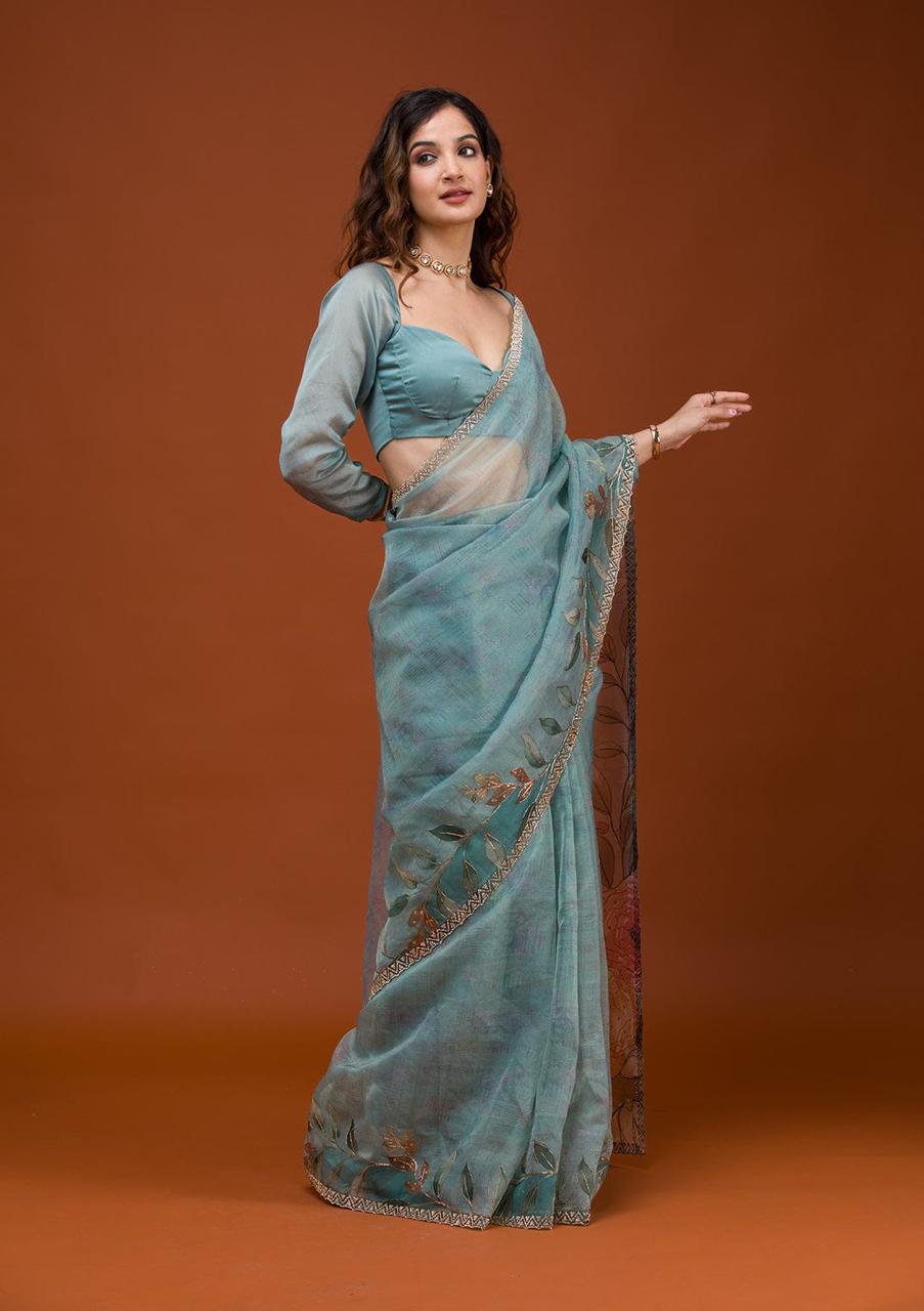 Soft Tabby Organza Printed Saree for Festive Collection