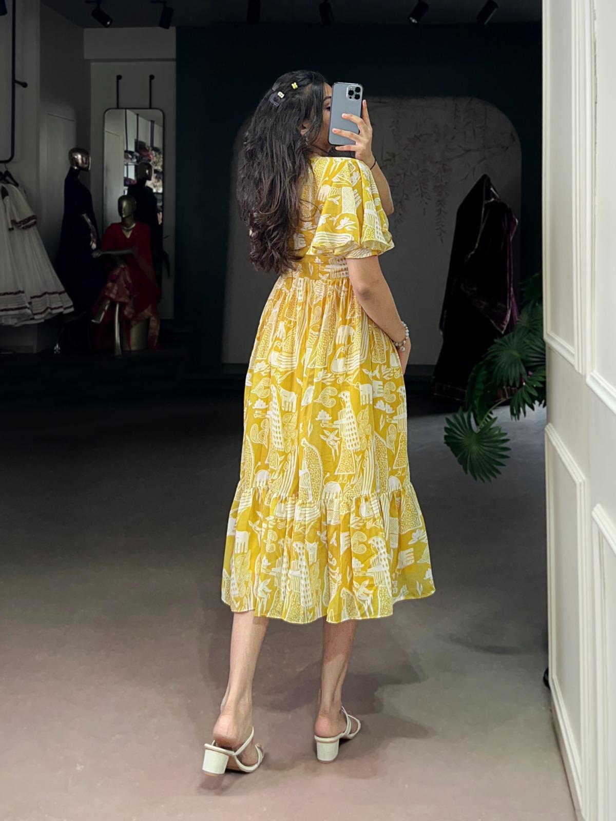 Soft Yellow Frock for Summer Wear