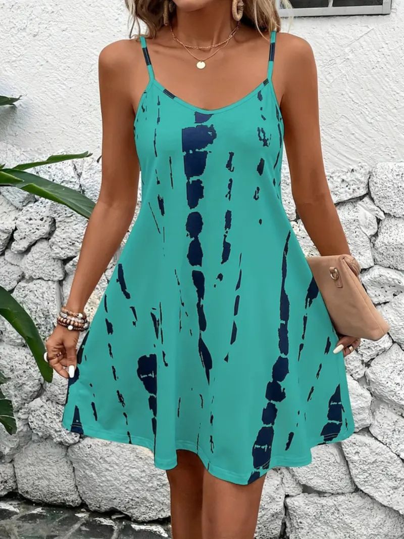 Spaghetti Strap Mini Dress Summer Casual Outfit for Women