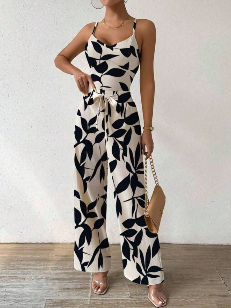 House of She look Floral Print Jumpsuit with Adjustable Tie Knot for Women