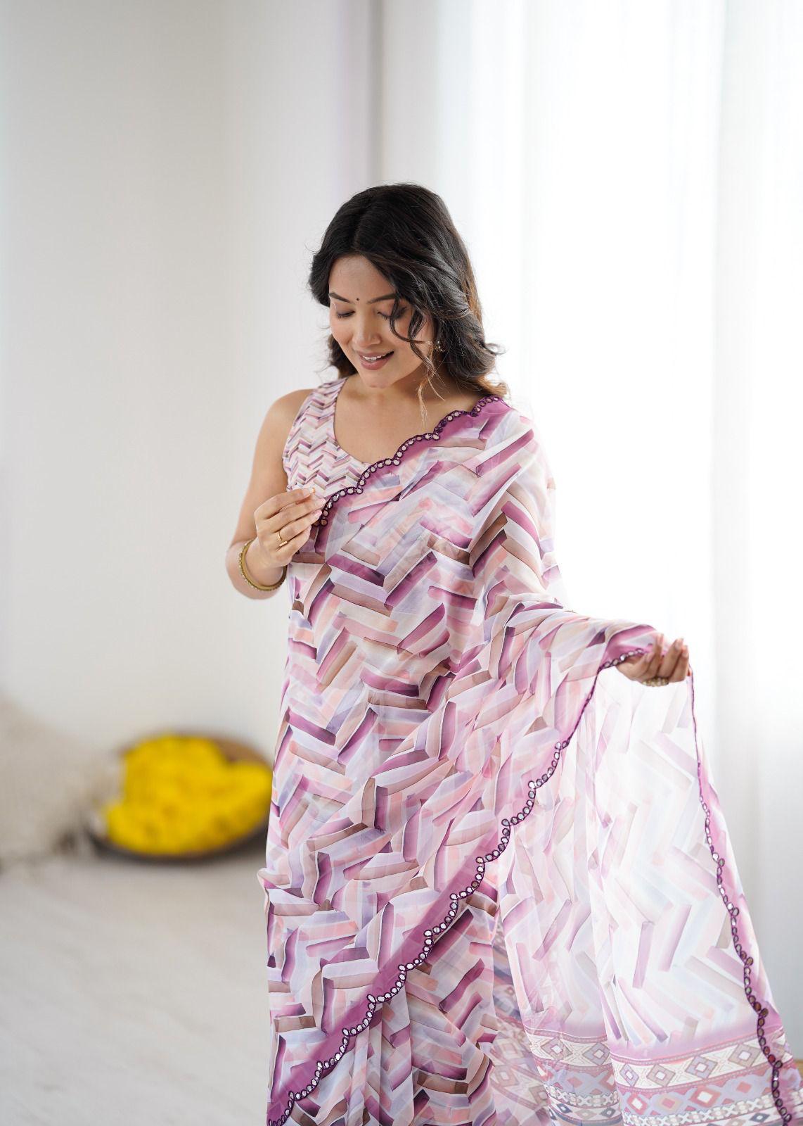 Stylish Georgette Fabric Saree for Special Occasion