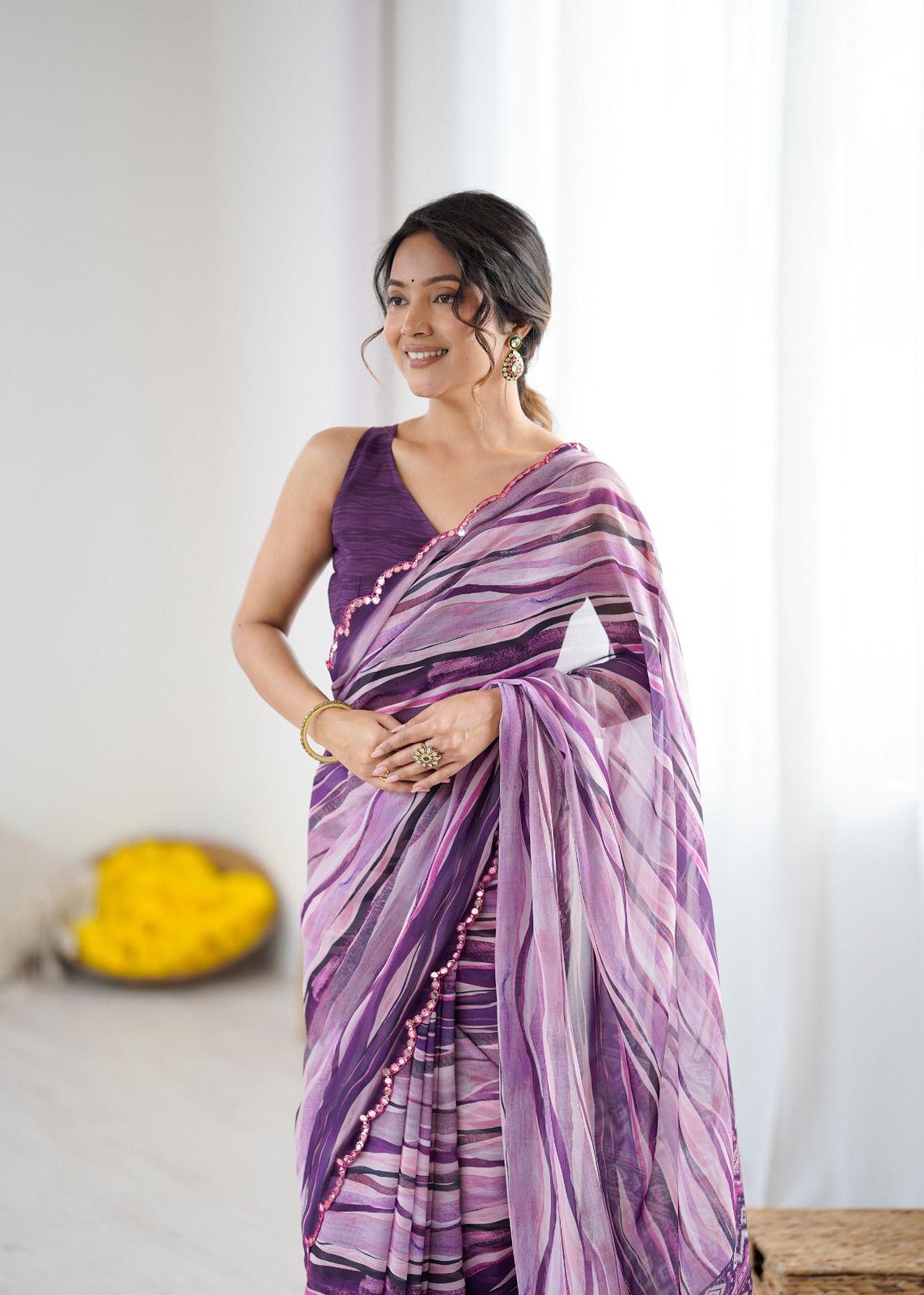 Stylish Georgette Fabric Saree for Special Occasion