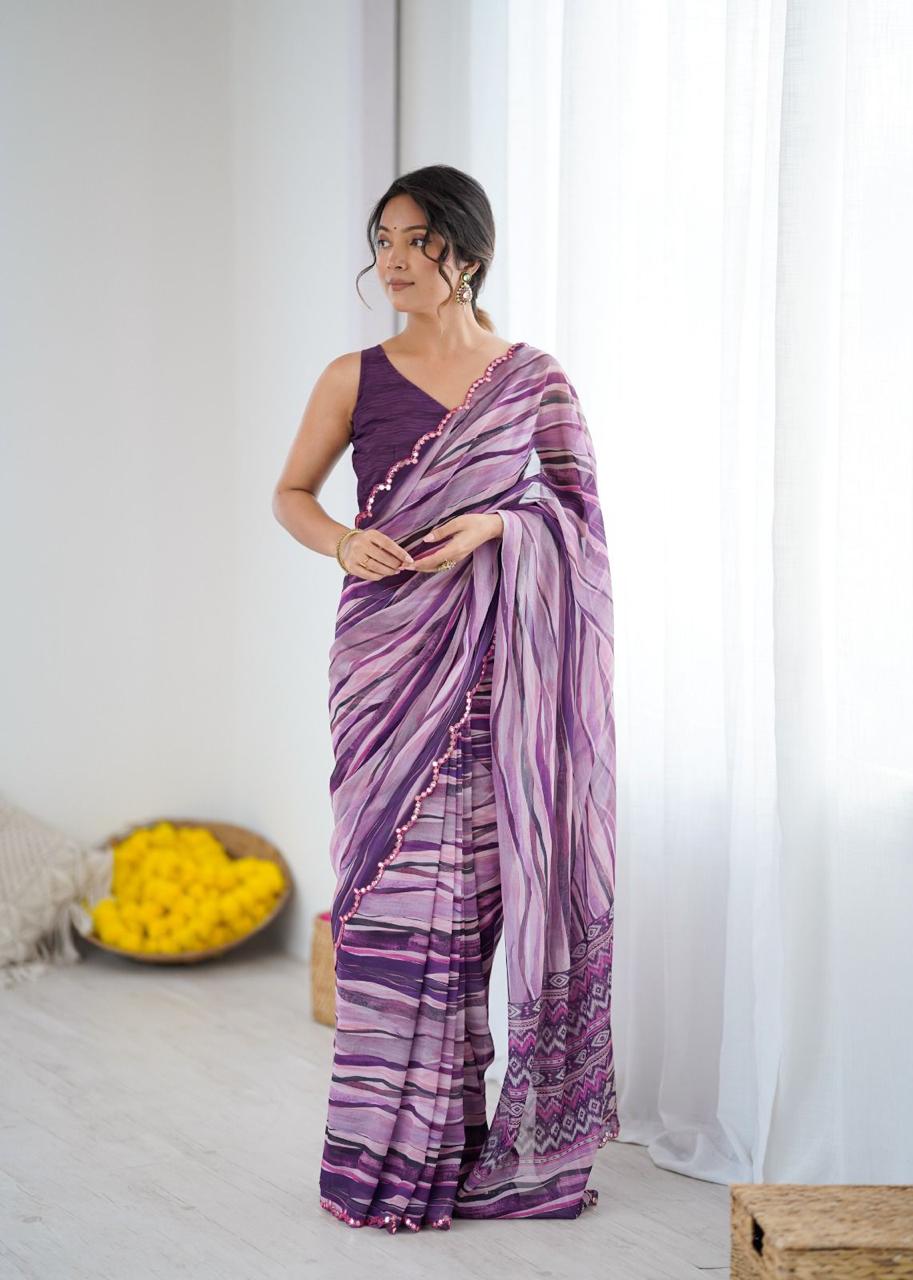 Stylish Georgette Fabric Saree for Special Occasion