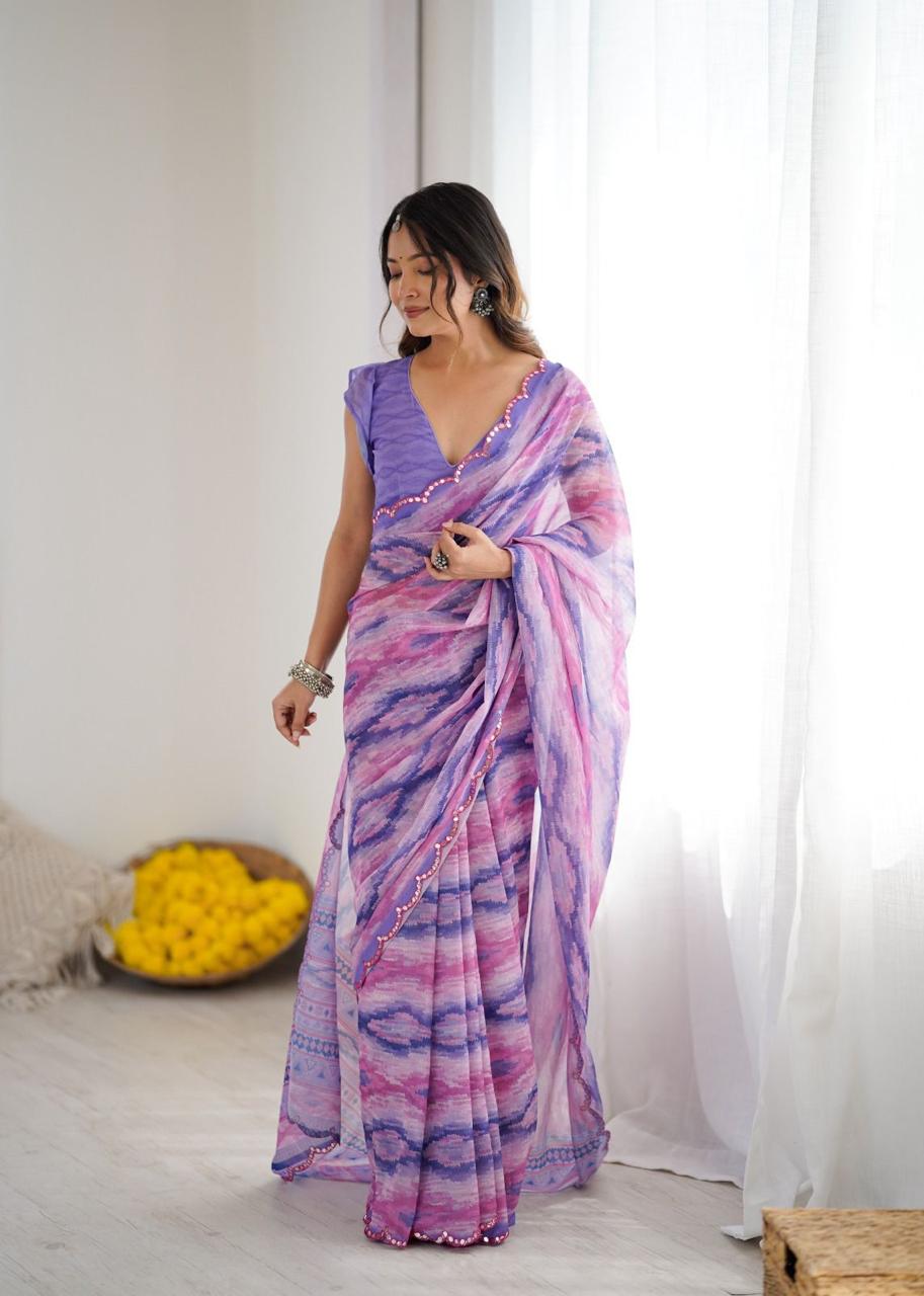 Stylish Georgette Fabric Saree for Special Occasion