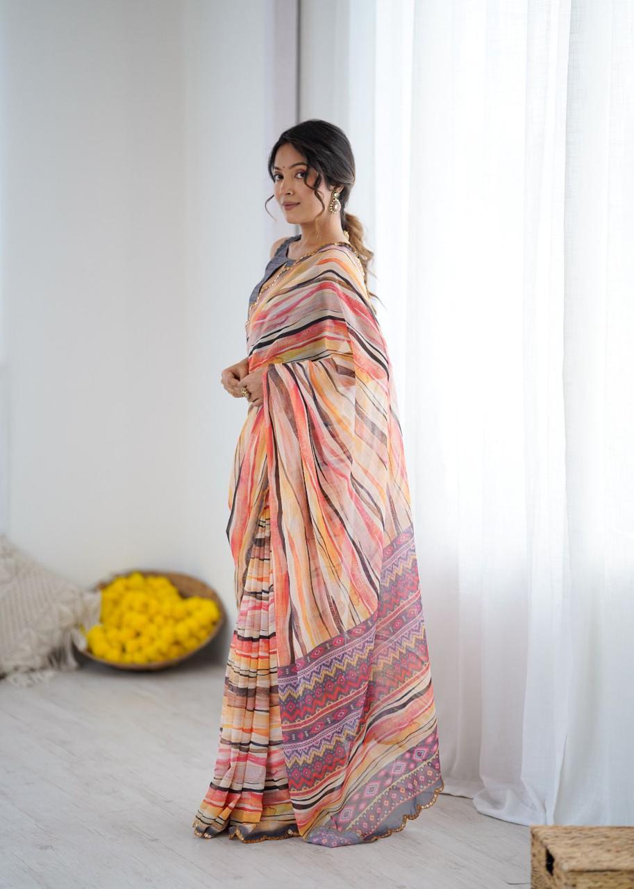 Stylish Georgette Fabric Saree for Special Occasion