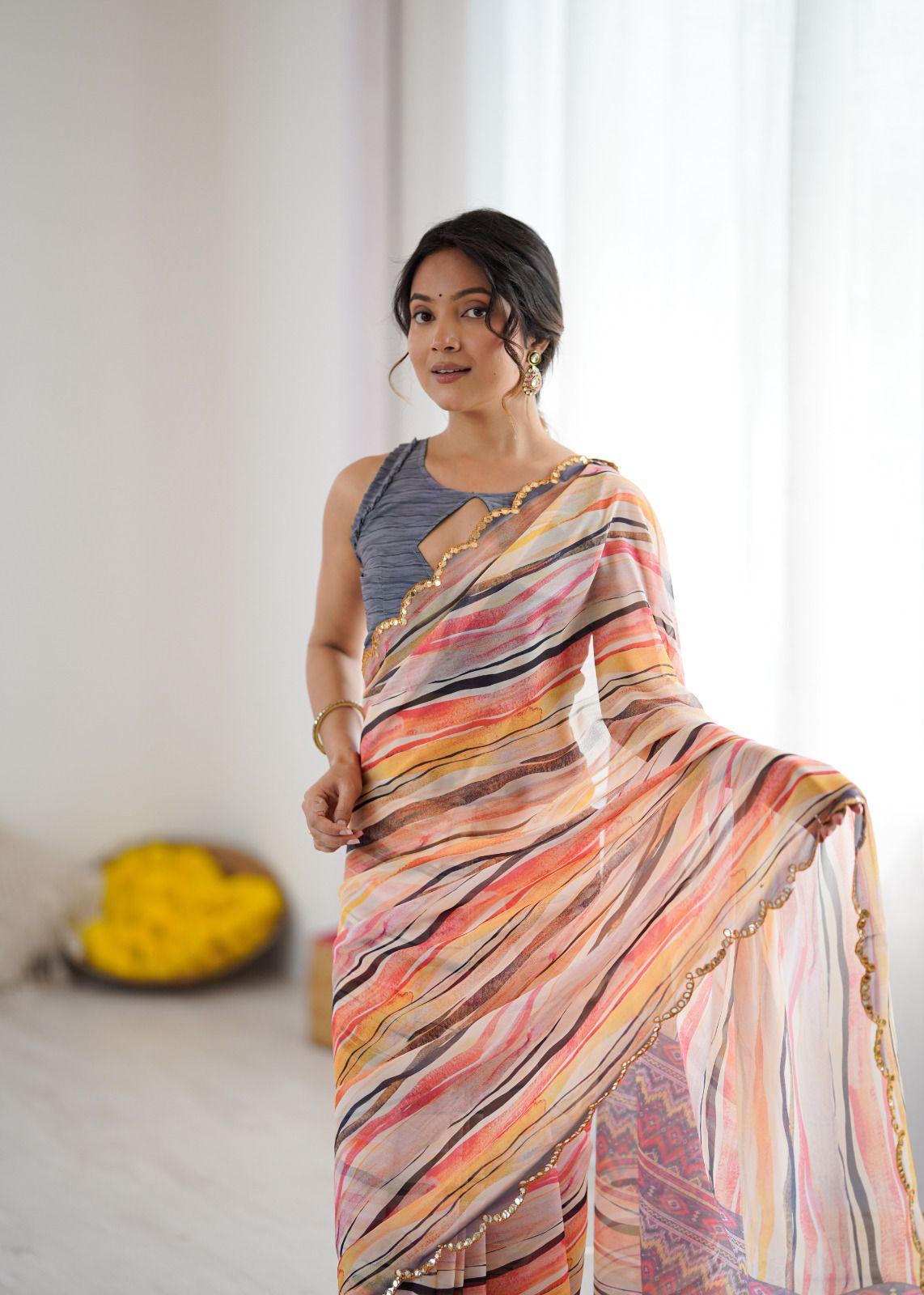 Stylish Georgette Fabric Saree for Special Occasion