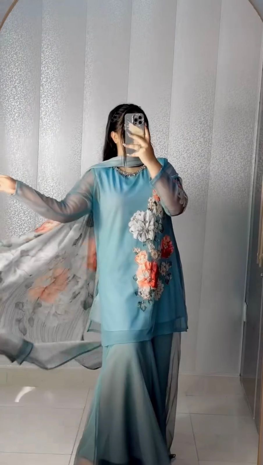 Stylish Sharara Set with Hand Work and Digital Print