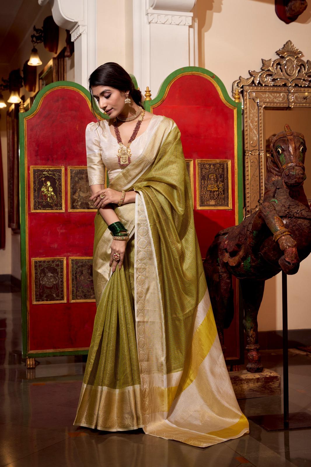 Traditional Jacquard Saree with Zari Weaving Work