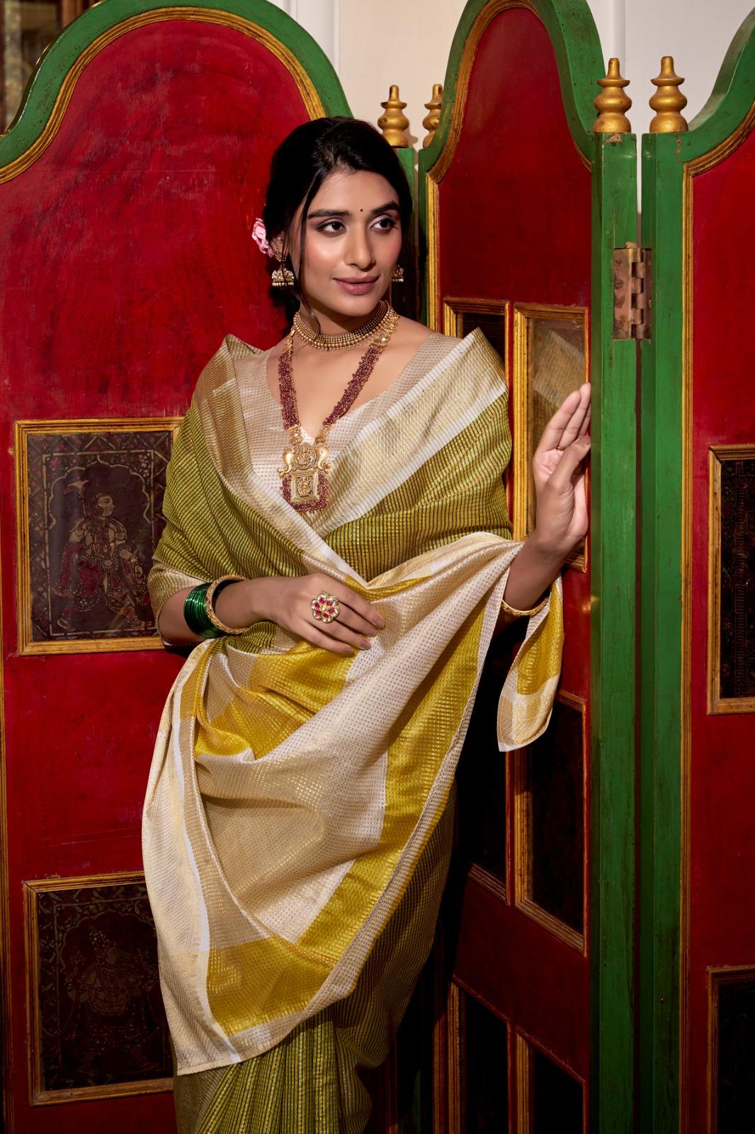 Traditional Jacquard Saree with Zari Weaving Work