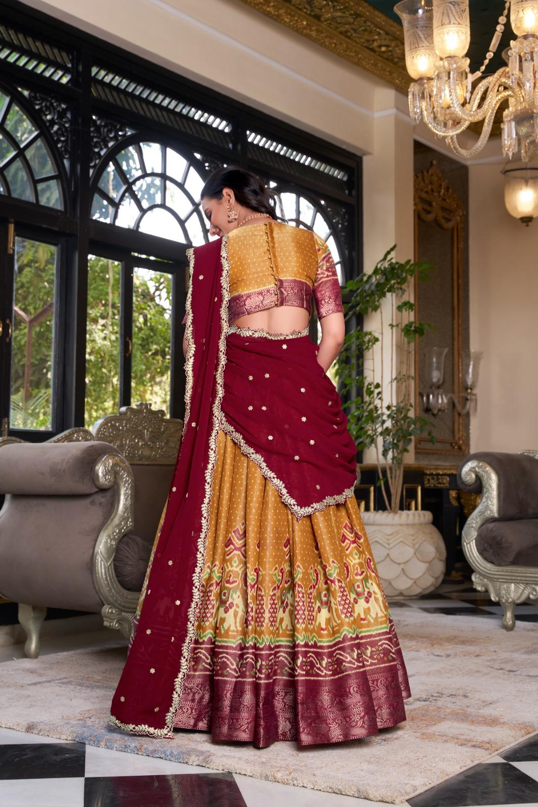 Traditional Kanchipuram Lehenga Choli Set for Girls