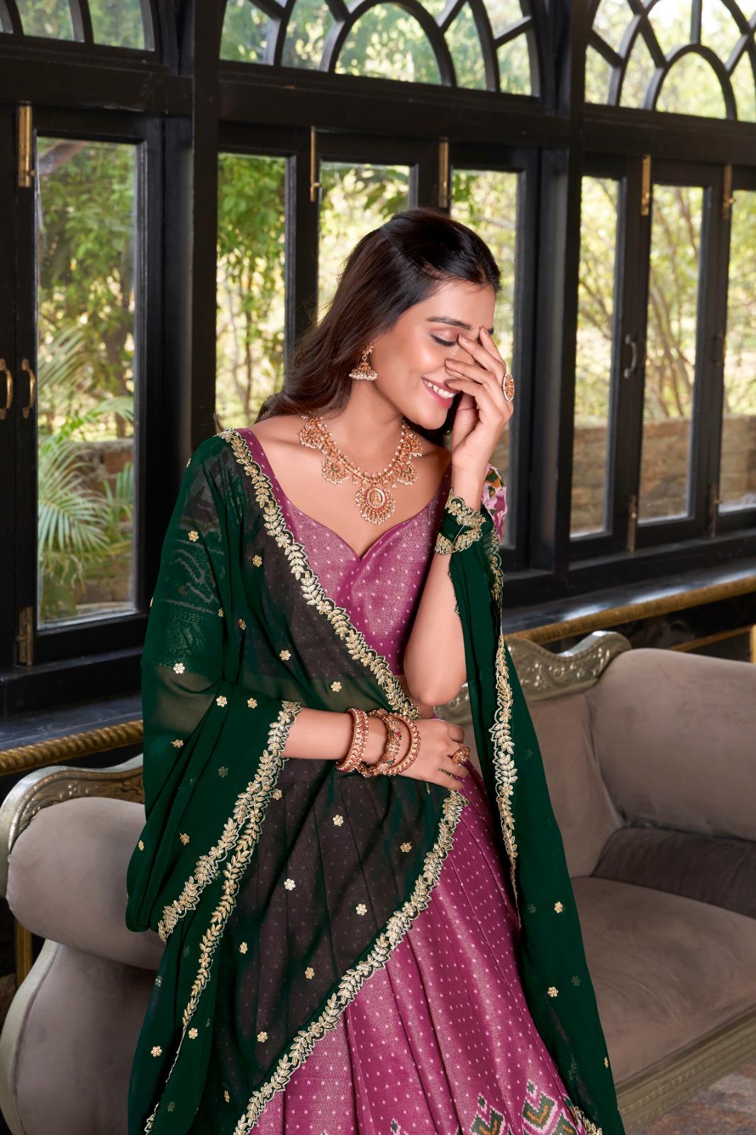 Traditional Kanchipuram Lehenga Choli Set for Girls