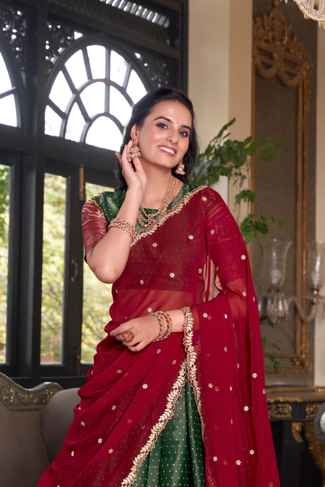 Traditional Kanchipuram Lehenga Choli Set for Girls