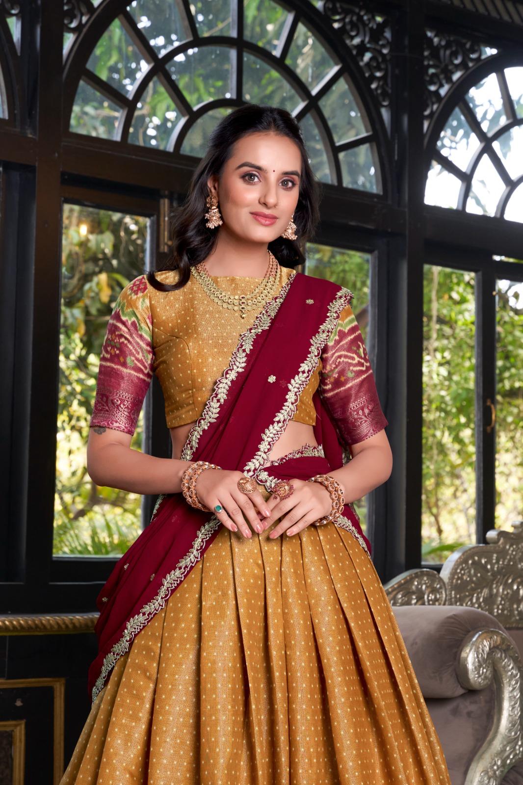 Traditional Kanchipuram Lehenga Choli Set for Girls