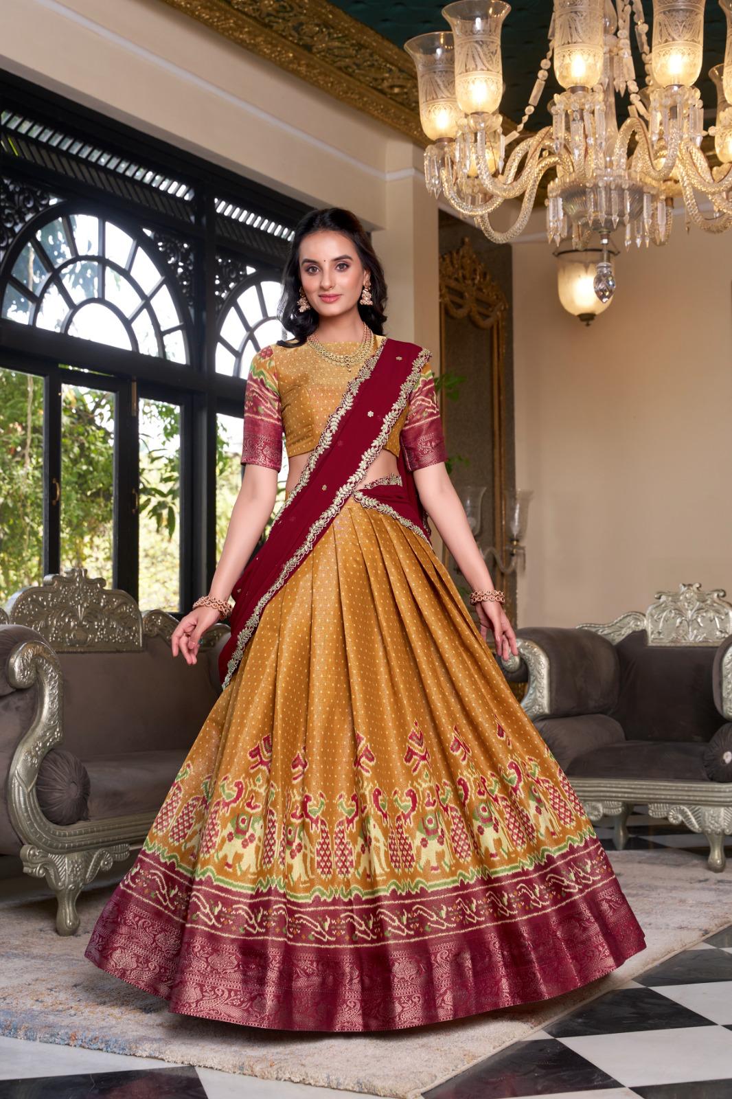 Traditional Kanchipuram Lehenga Choli Set for Girls