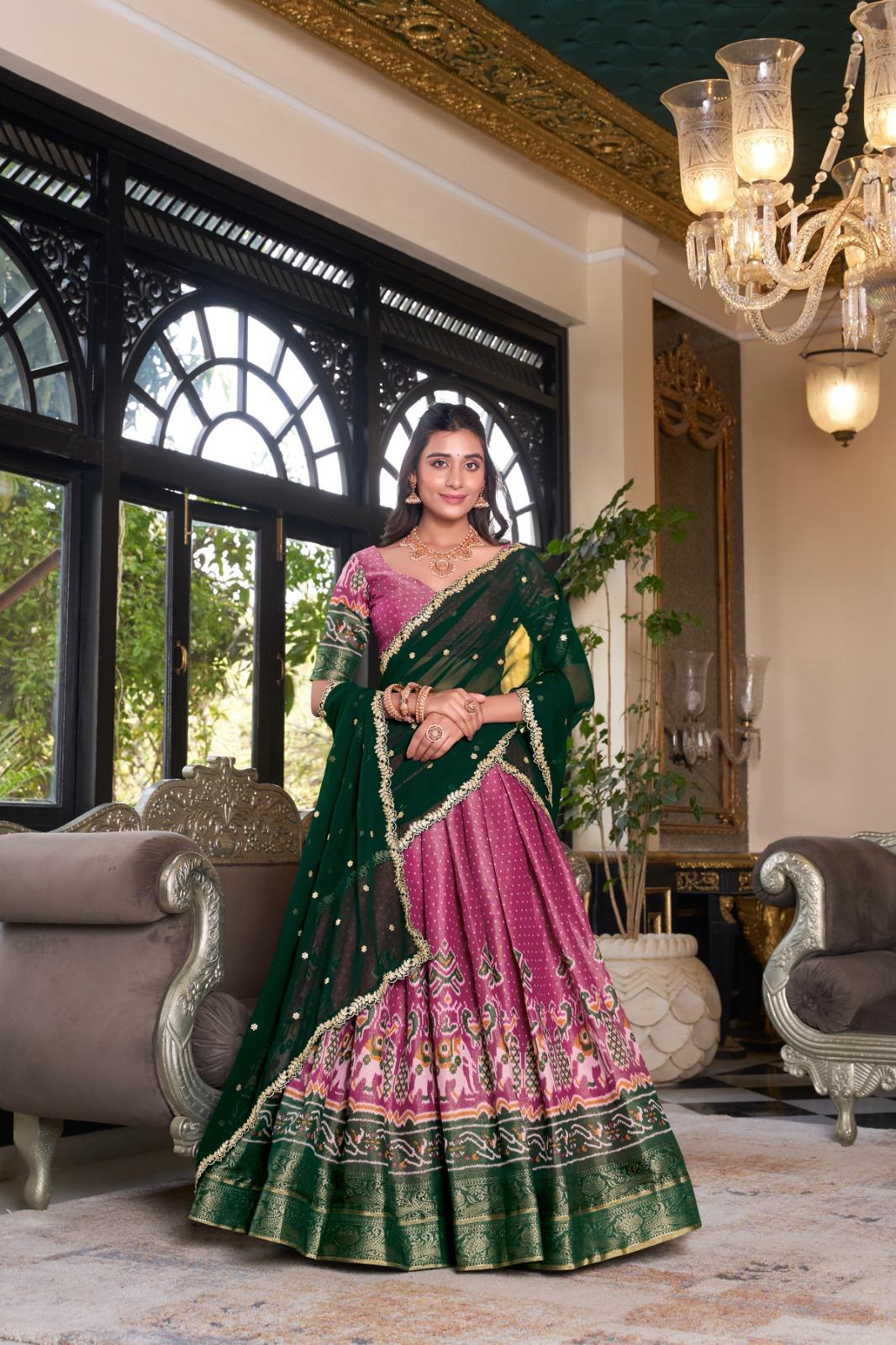 Traditional Kanchipuram Lehenga Choli Set for Girls