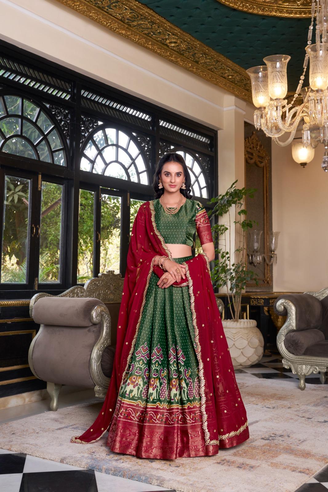 Traditional Kanchipuram Lehenga Choli Set for Girls