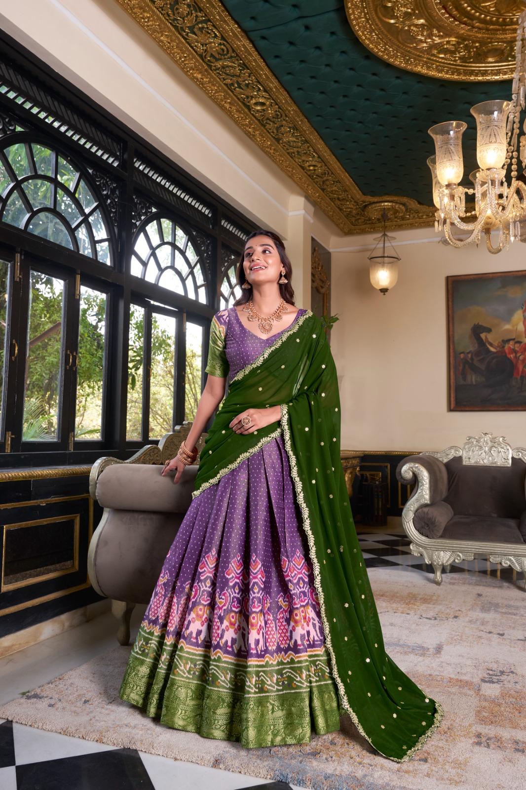 Traditional Kanchipuram Lehenga Choli Set for Girls