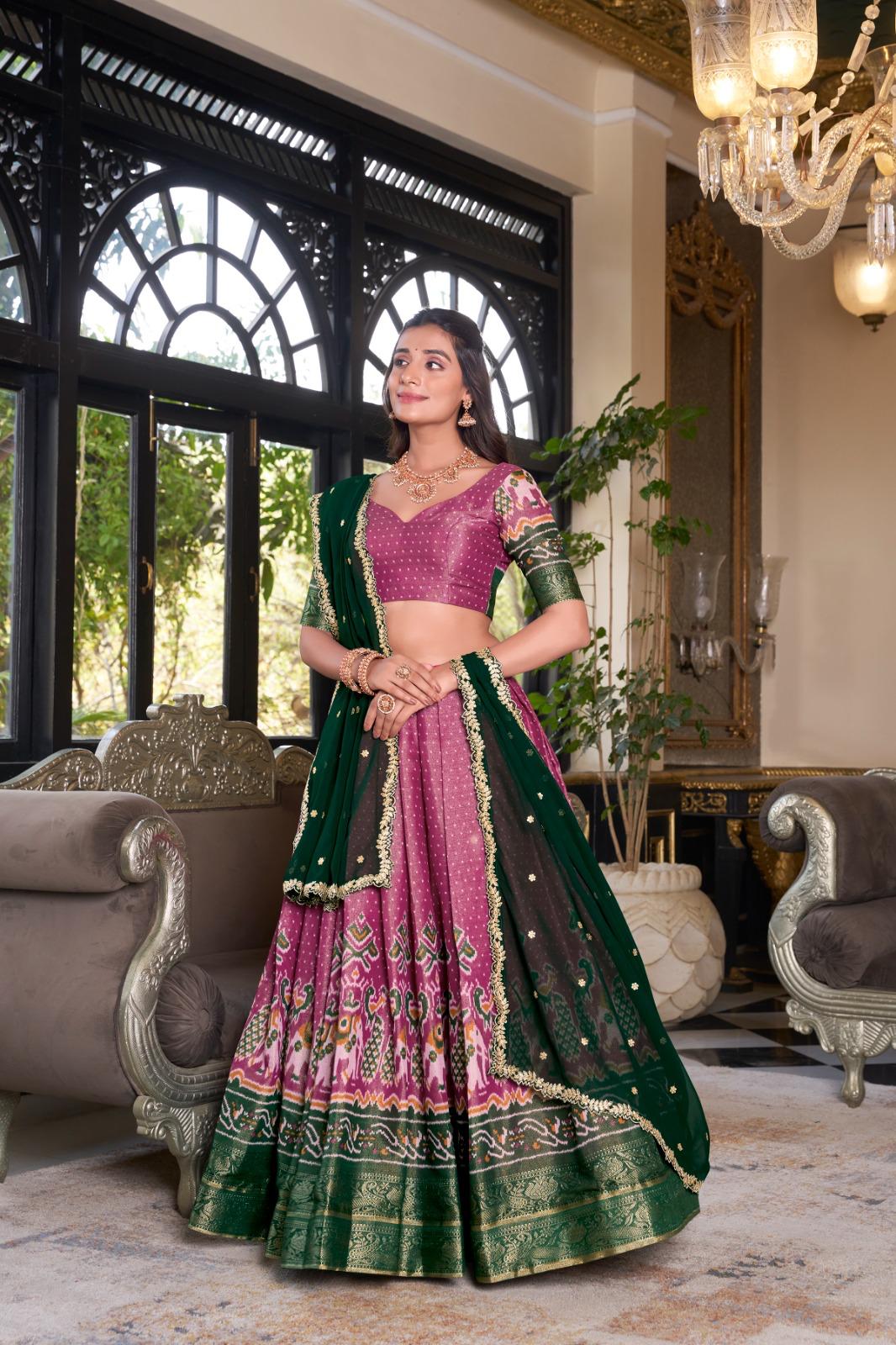 Traditional Kanchipuram Lehenga Choli Set for Girls