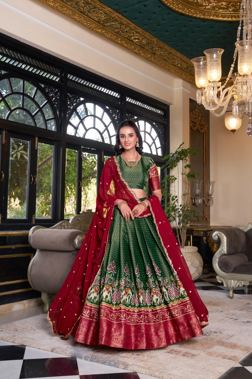 Traditional Kanchipuram Lehenga Choli Set for Girls