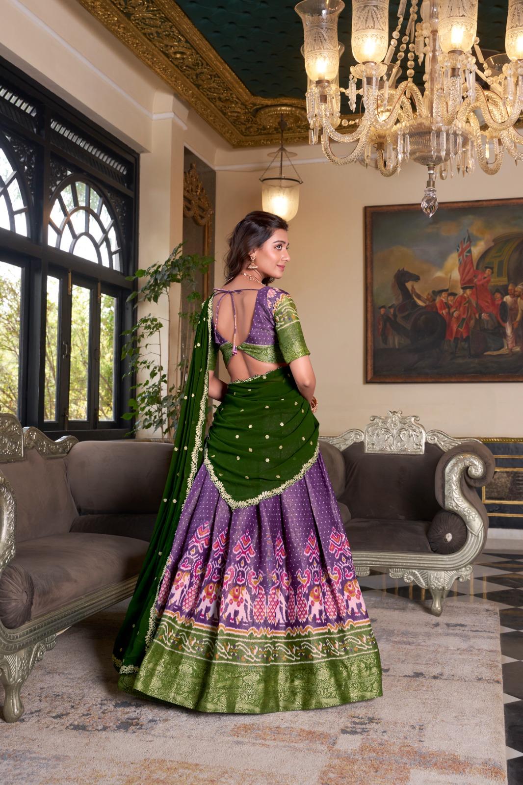 Traditional Kanchipuram Lehenga Choli Set for Girls