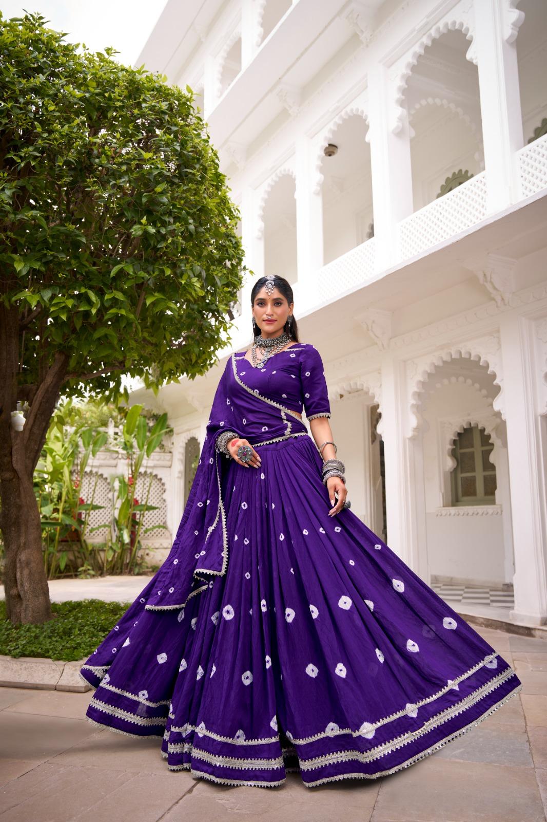 Trending Chanderi Bandhani Lehenga Collection for Women