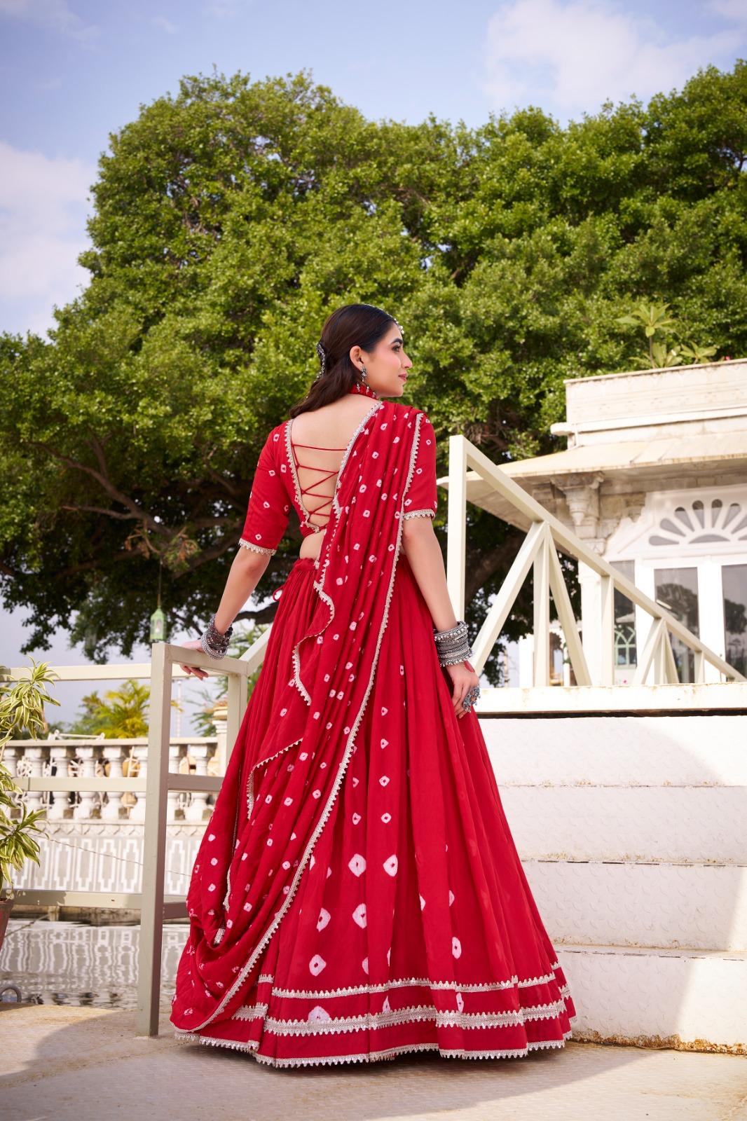 Trending Chanderi Bandhani Lehenga Collection for Women