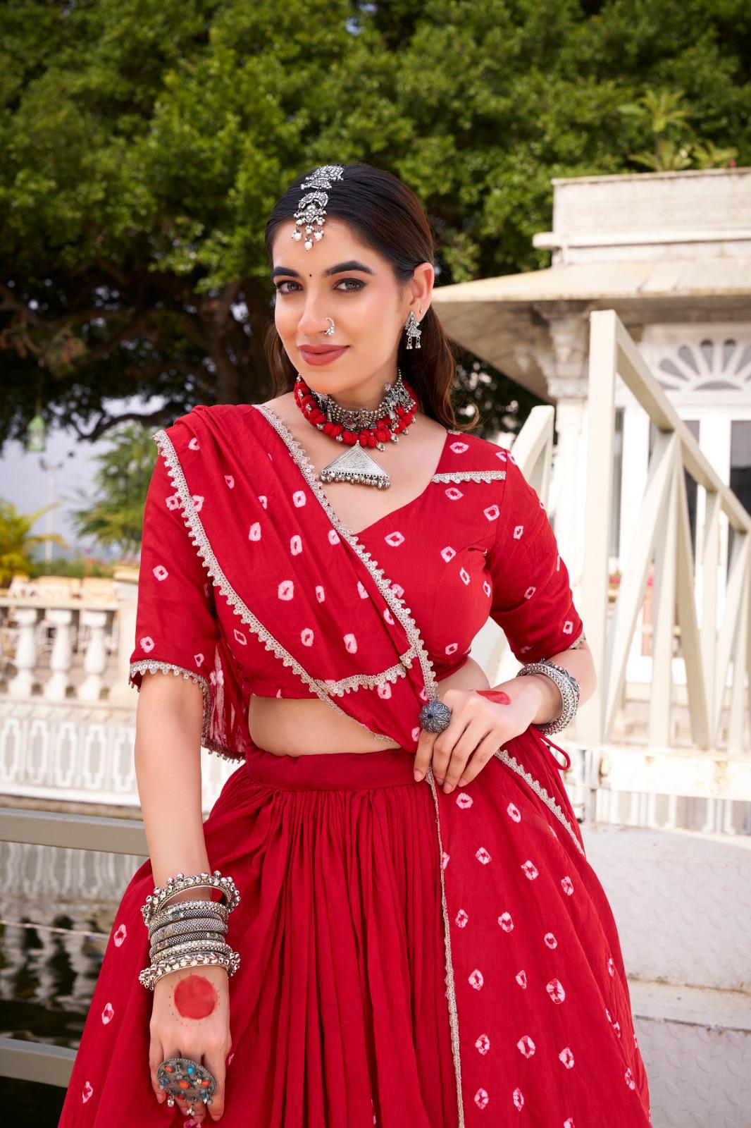 Trending Chanderi Bandhani Lehenga Collection for Women