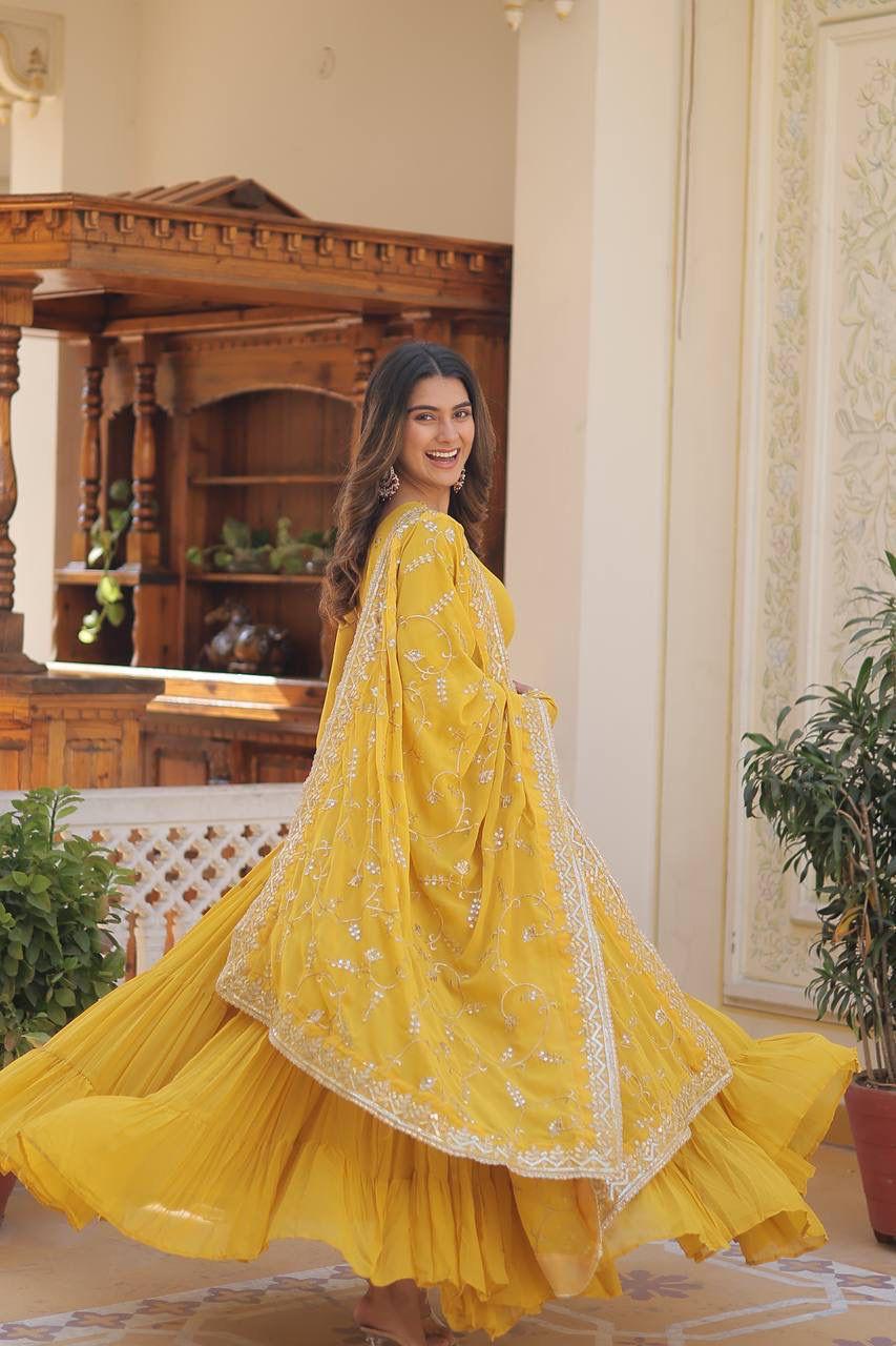 Unique Colored Anarkali Wedding Gown for Women
