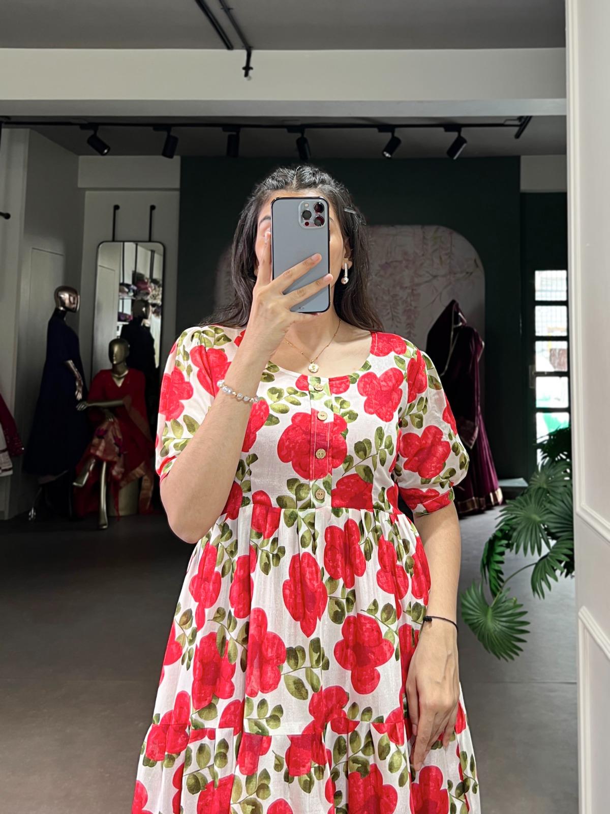 Vichritra Silk Kurti, or Frock for Girl Summer Wear