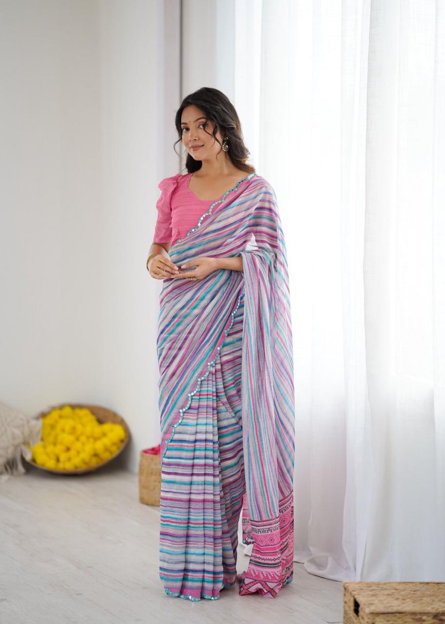 Stylish Georgette Fabric Saree for Special Occasion