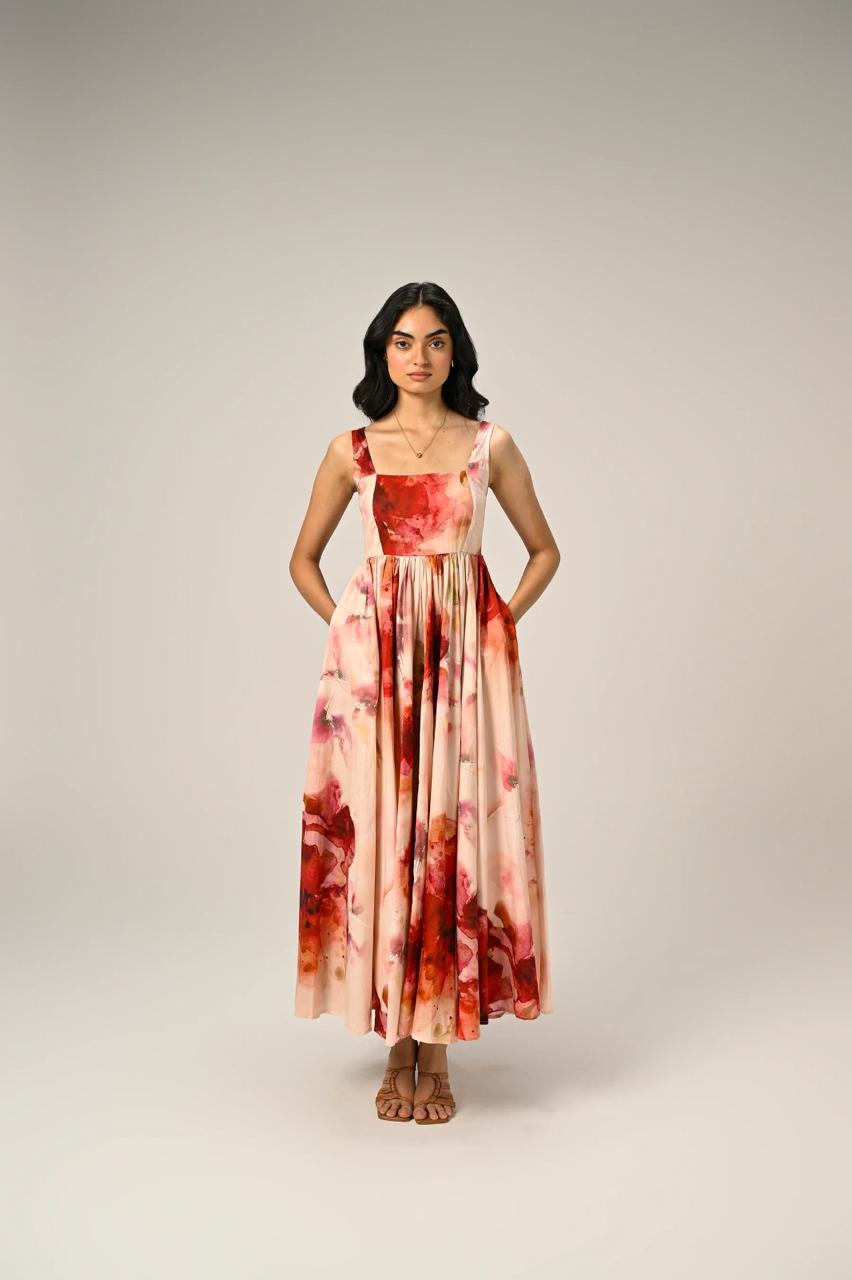 Women’s Elegant Floral Print Long Dress Occasion Wear