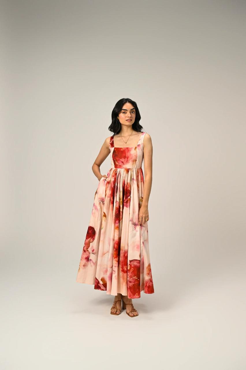 Women’s Elegant Floral Print Long Dress Occasion Wear