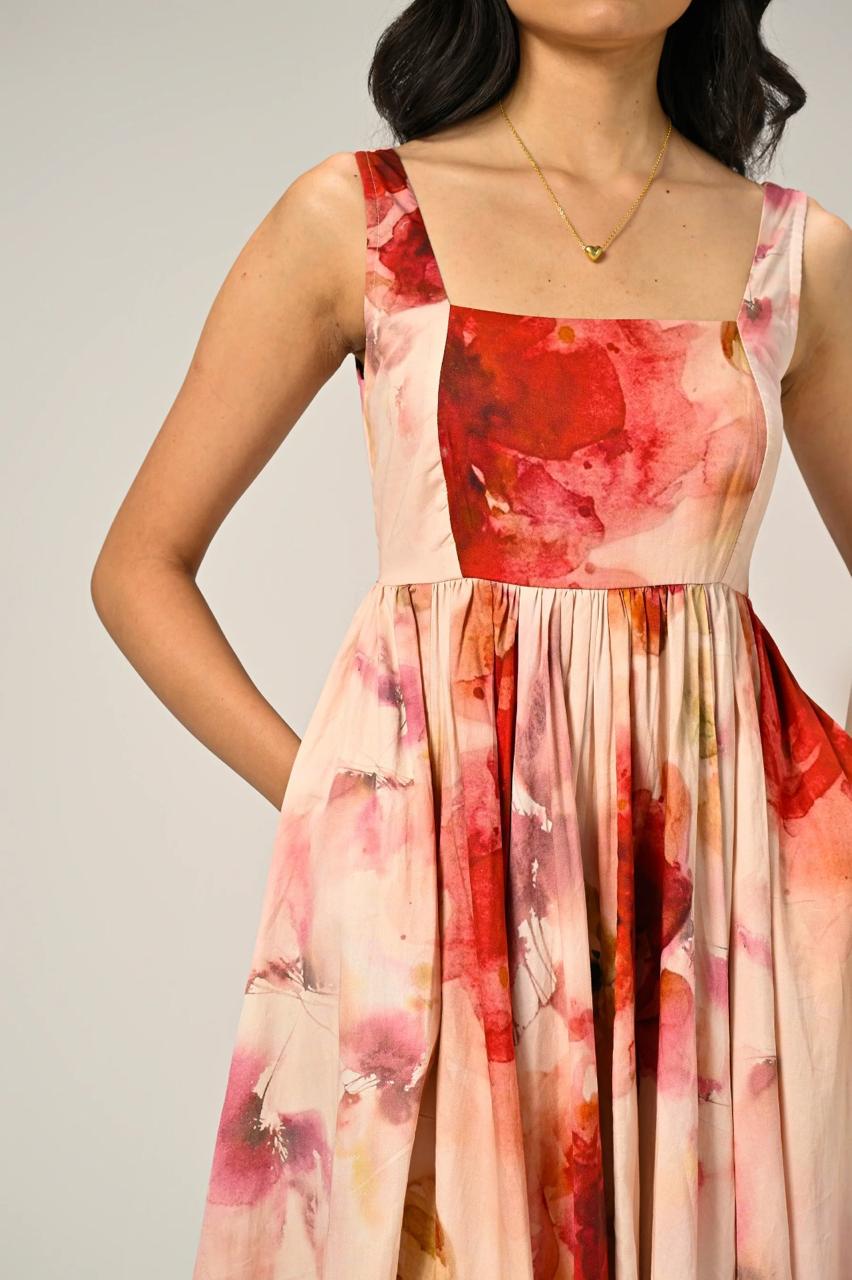 Women’s Elegant Floral Print Long Dress Occasion Wear