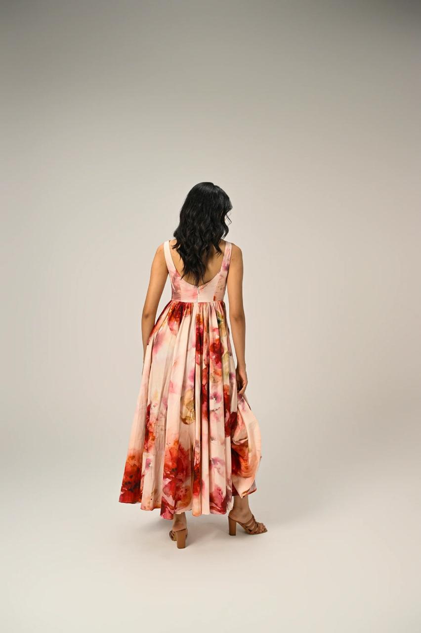 Women’s Elegant Floral Print Long Dress Occasion Wear