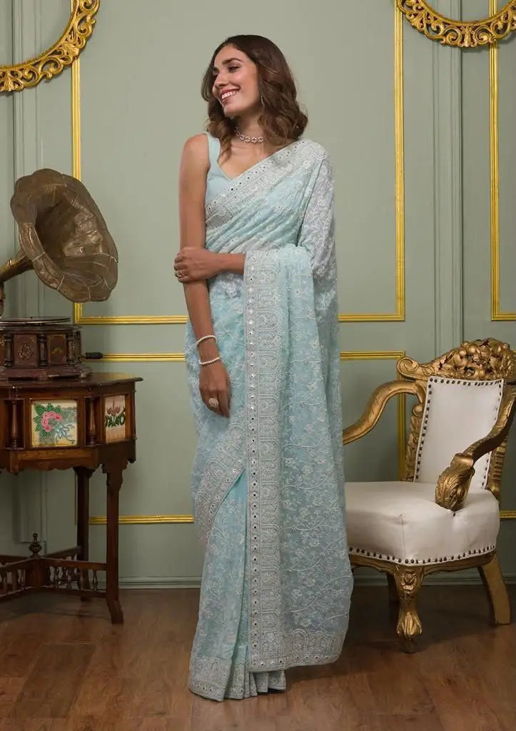 Georgette Embroidered Saree