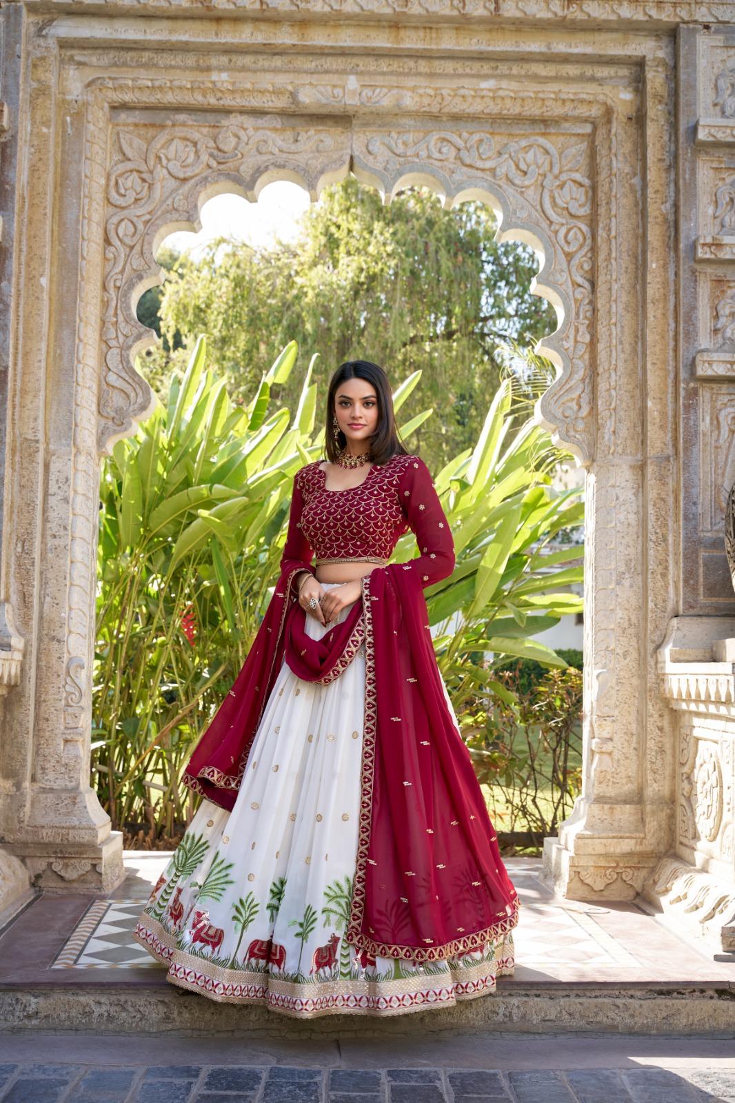 3-Piece Anarkali Lehenga Choli for Women