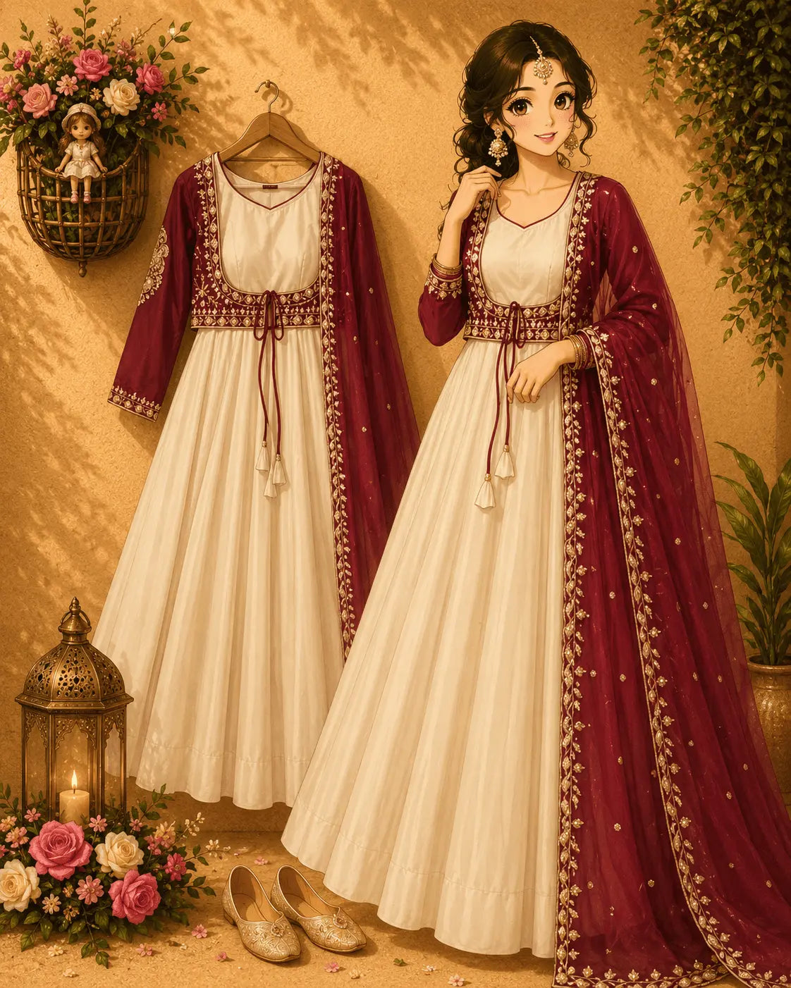 3 - Piece Stylish Gown Set