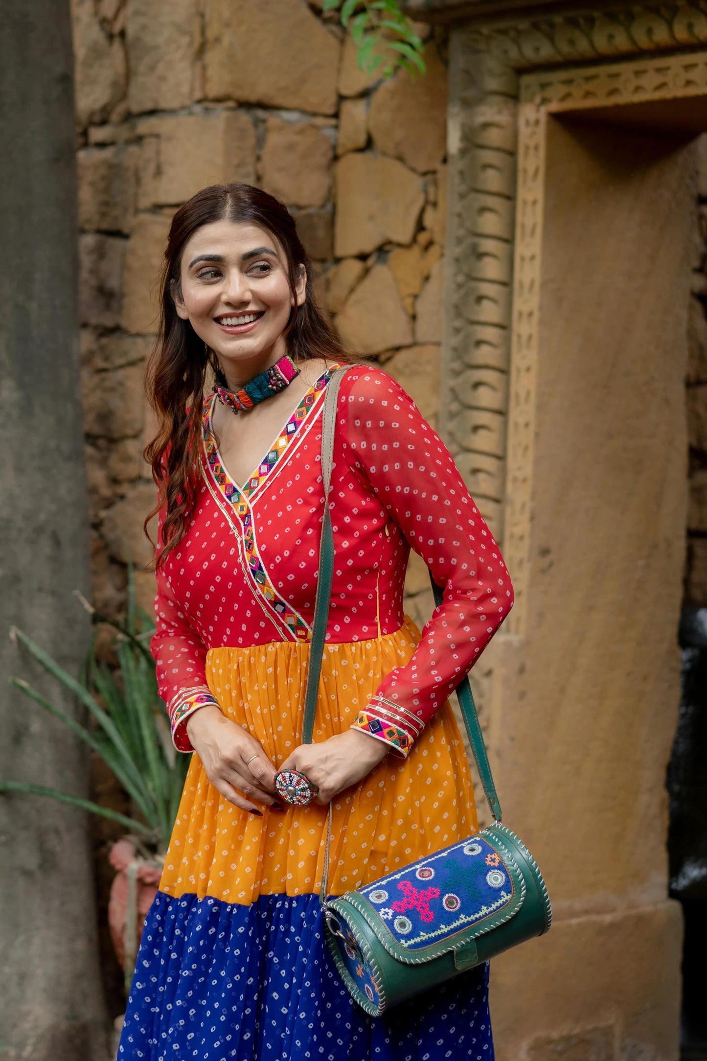 3 Layer Ruffle Georgette Gown for Women