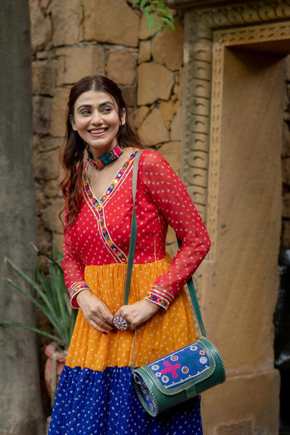 3 Layer Ruffle Georgette Gown for Women