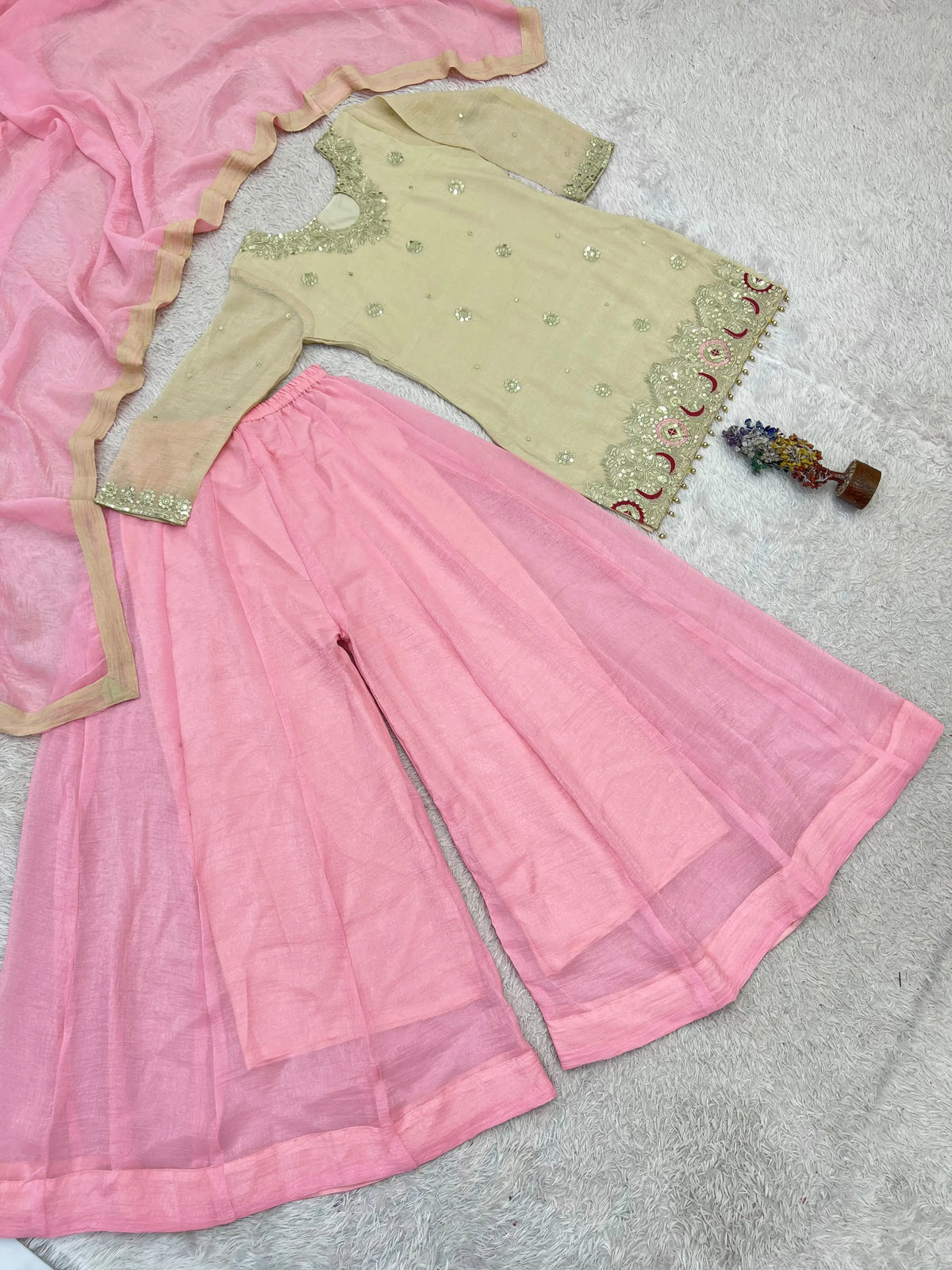 3 Piece Top Plazzo Dupatta Set