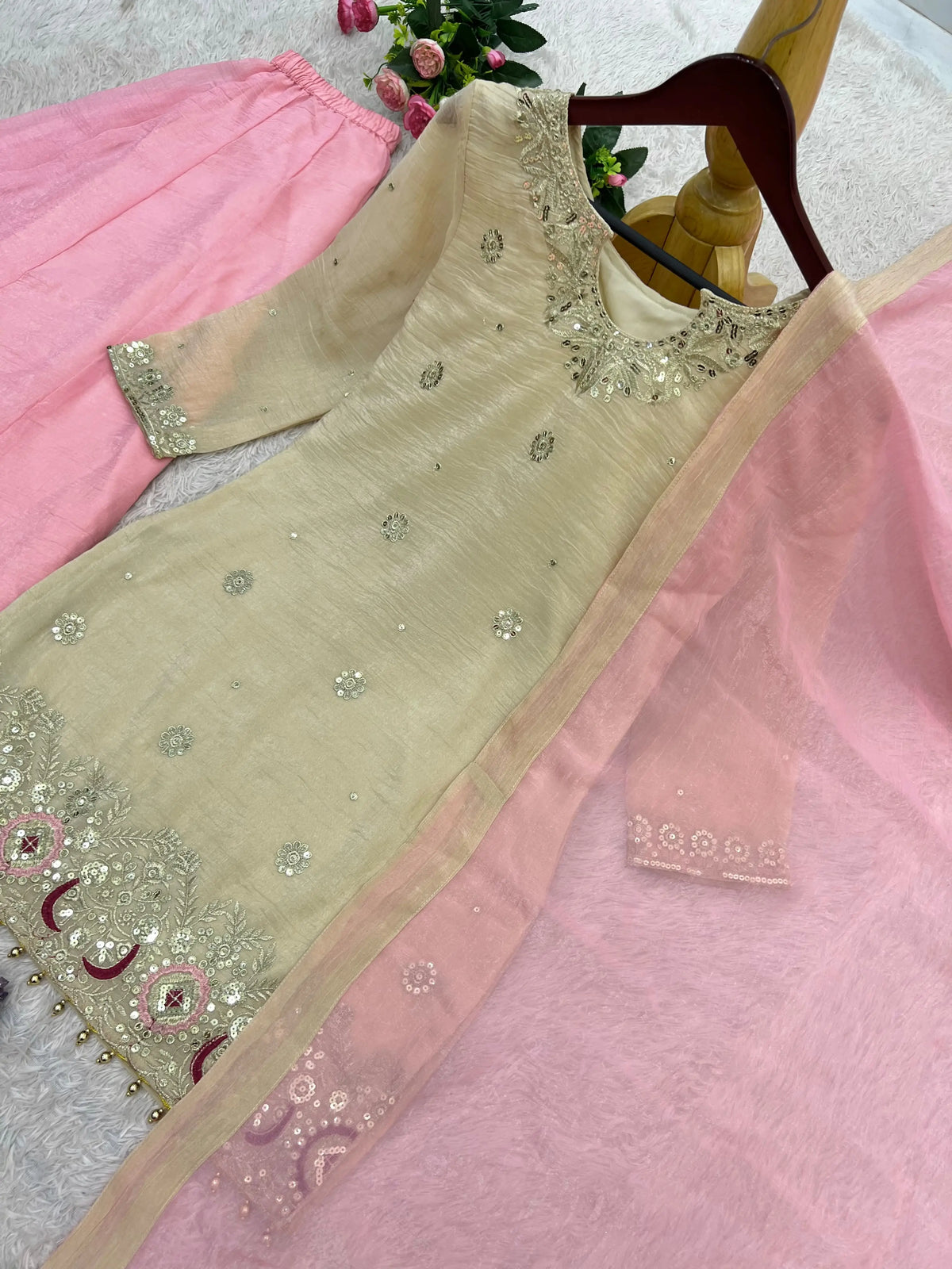 3 Piece Top Plazzo Dupatta Set