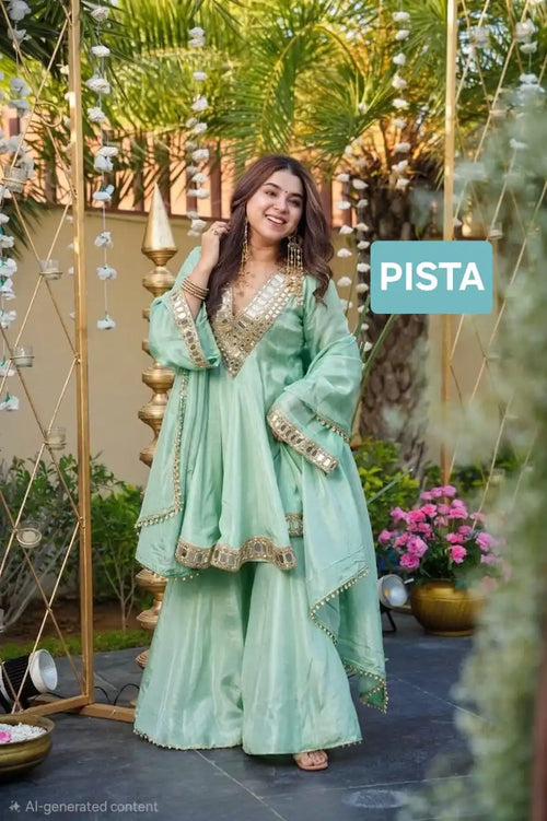 Aliya Cut Mirror Work Suit Set