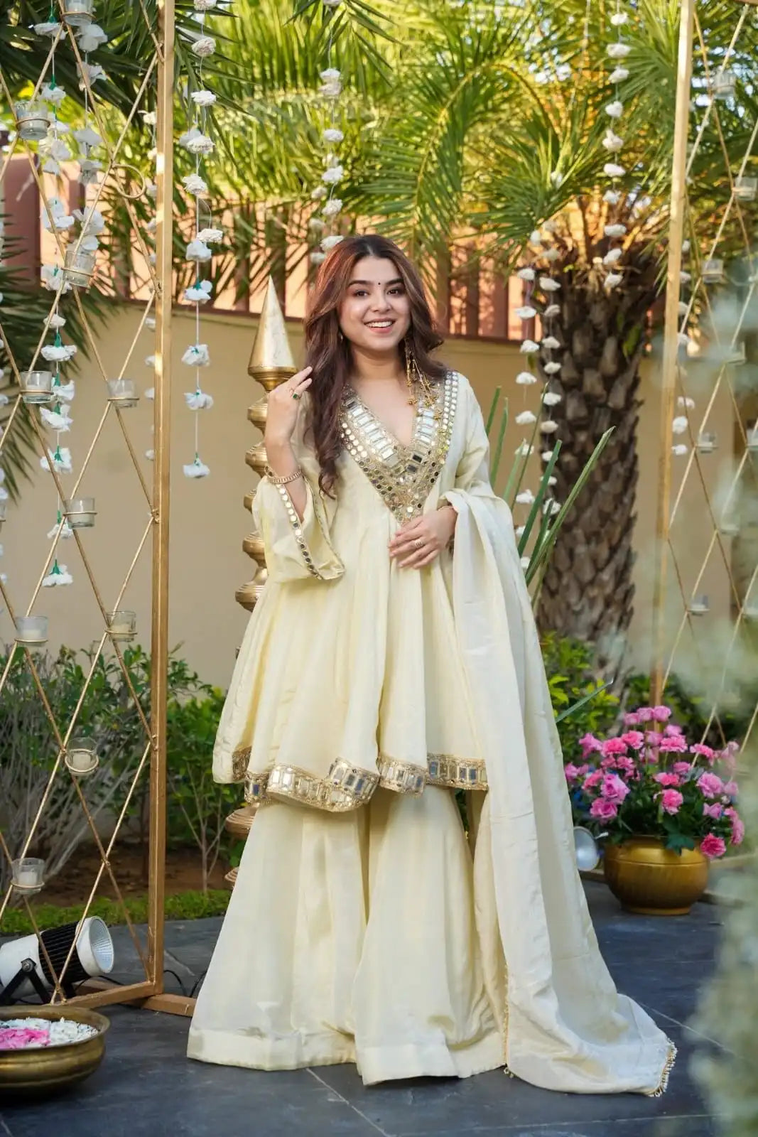 Aliya Cut Mirror Work Suit Set